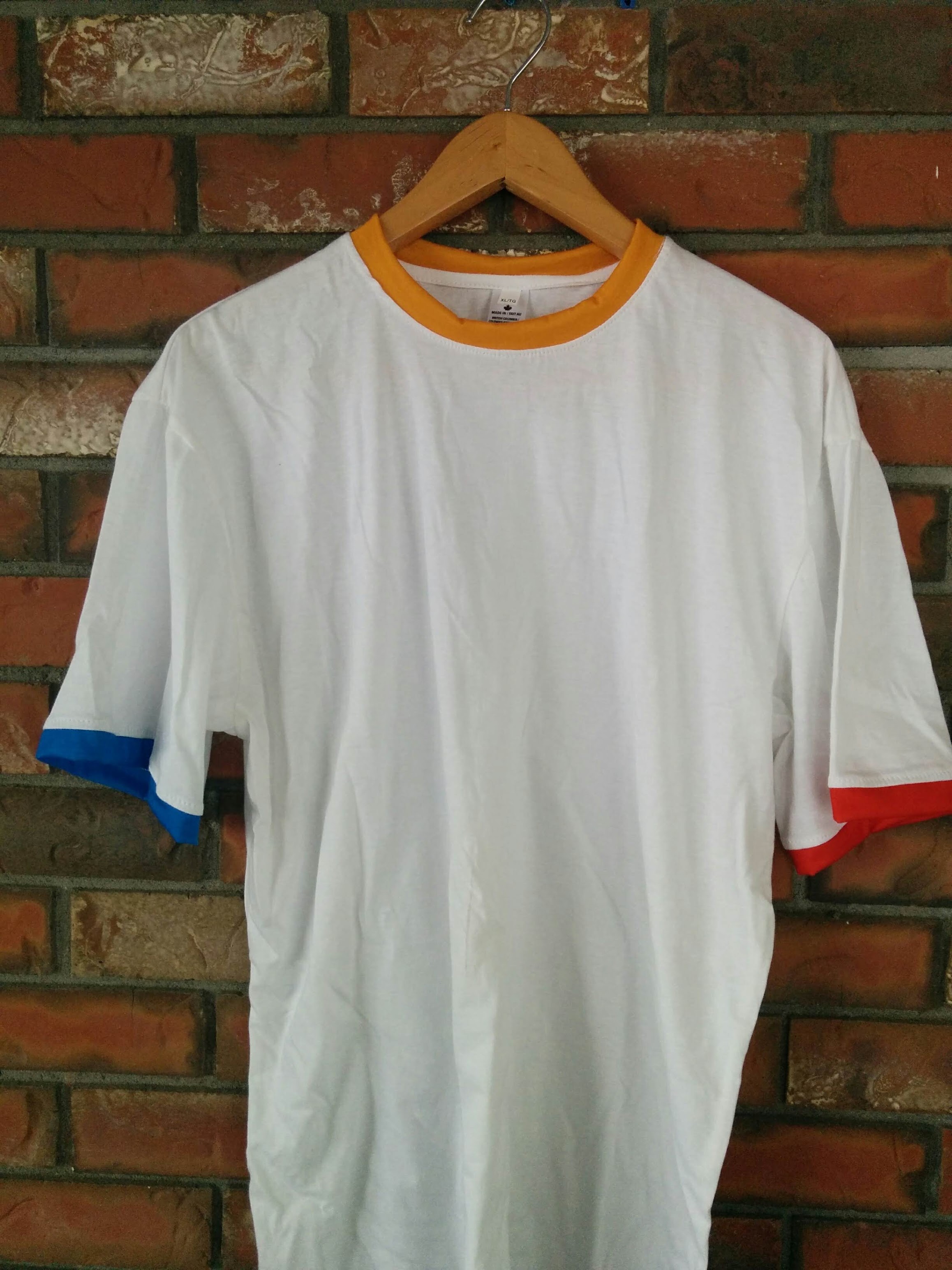 Ringer T-shirt with custom color collar and cuffs