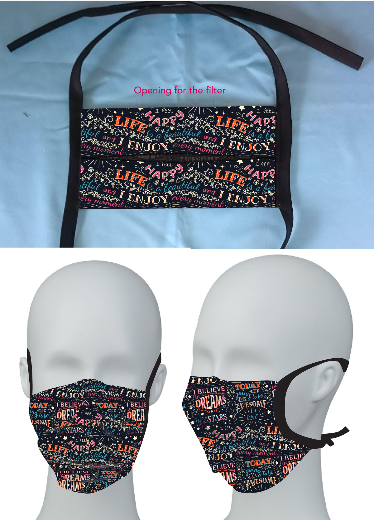 Non-medical Sublimated 2 layer Face Mask