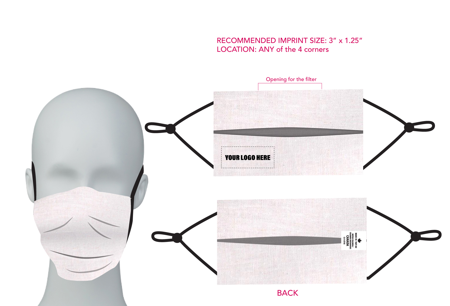 Non-medical 2 layer Hemp Face Mask with Adjustable elastic ear loops