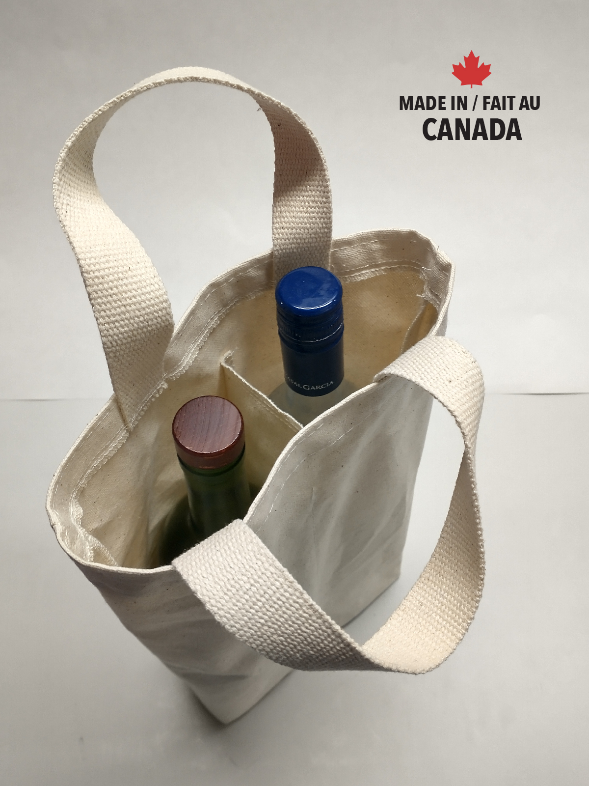 Cotton canvas 2-bottle wine bag